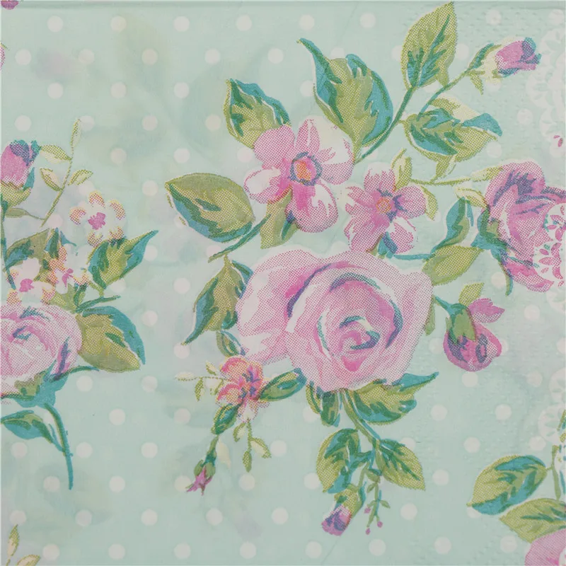 20pcs Color Printing Paper Napkins Festive Party Tissue Floral Decoration 33cm*33cm