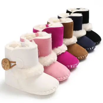 

New Baby infant Girls Winter Warm Boots Newborn Toddler Soft Slipper Crib fleece Sole Shoes Bottom Shoes Prewalker 0-18M