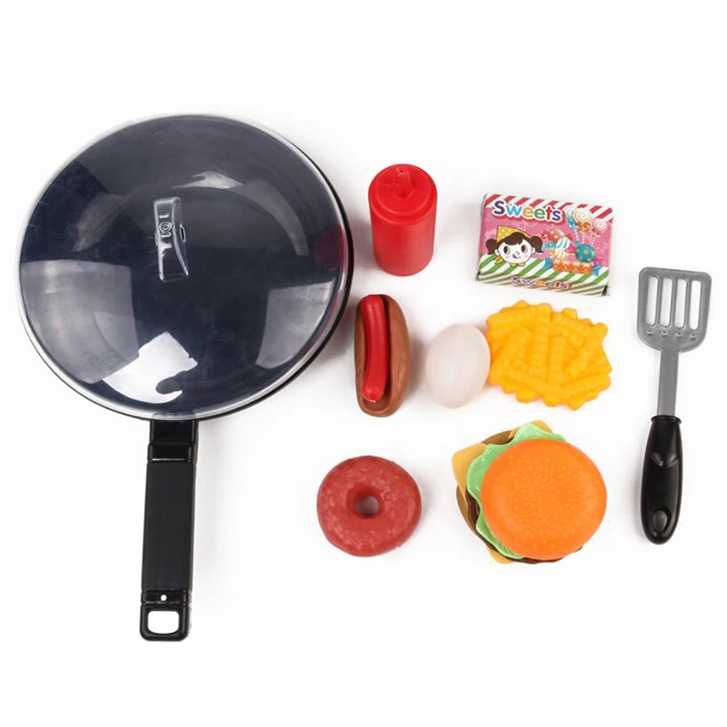 

Simulation Pretend To Play Children's Toys Kitchen Wok Burger Hot Dog Boys and Girls Puzzle Cooking Toys