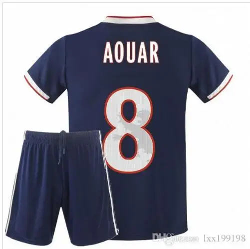 Детский комплект,, Lyonnais, футбольные майки, 19/20 Lyon TRAORE MEMPHIS, FEKIR OL AOUAR GOUIRI CORNET JUNINHO, Детская футбольная рубашка