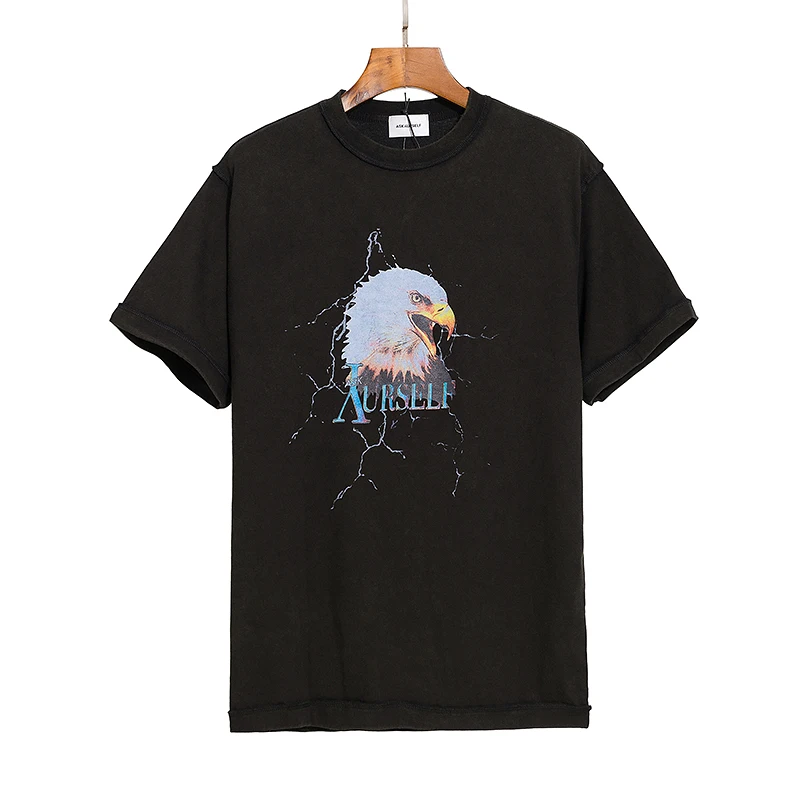 Best Quality ASKYURSELF T-shirt Men Women Round Neck Cotton All-match Washed and Worn Short Sleeves | Мужская одежда