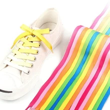 1pair Colorful Flat Shoelaces Candy Shoelace Rainbow Shoe Laces Fit Kids Adult Canvas Sneakers Laces Shoe Accessoires