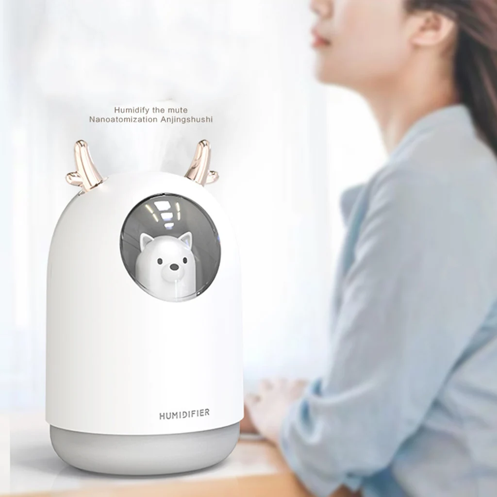 

Home Appliances USB Humidifier 300ml Cute Pet Ultrasonic Cool Mist Aroma Air Oil Diffuser Romantic Color LED Lamp Humidificador