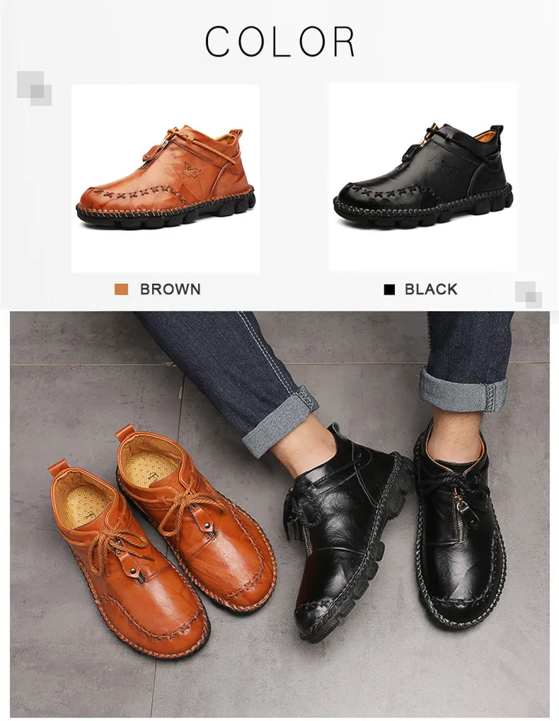 Новинка; сезон осень-зима; кожаные мужские ботинки ручной работы; удобные ботильоны в байкерском стиле; уличные модные высококачественные кроссовки