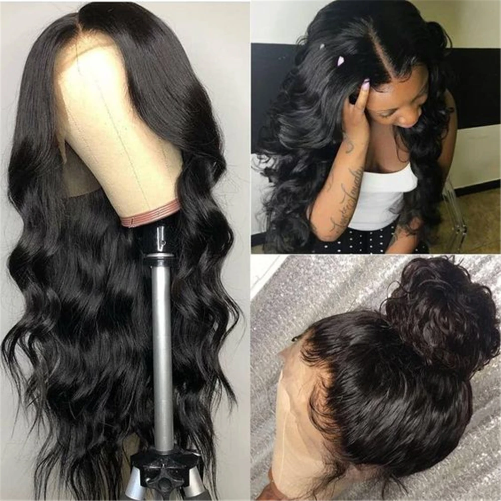 Парики из натуральных волос на кружеве, предварительно сорванные бразильские парики с волнистыми волосами для женщин, волосы remy, 150% Плотность