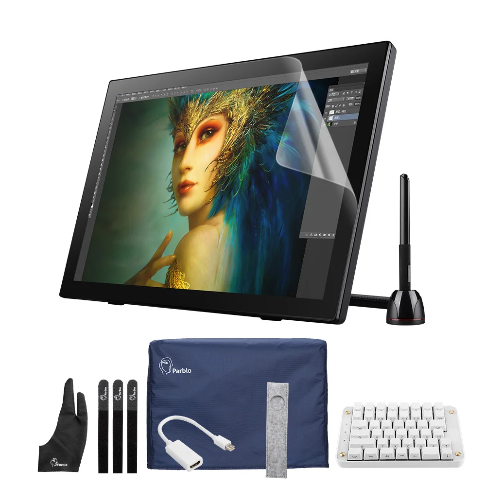 

Parblo Coast22 21.5 Inch Graphics Tablet Monitor IPS LCD Screen Cordless and Battery-free Pen with Adjustable Stand