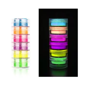 

6Pcs Fluorescent UV Pigment Powder Black Light Reactive Luminous Makeup Nail Art Resin Pigment Kit Jewerly Making Tools