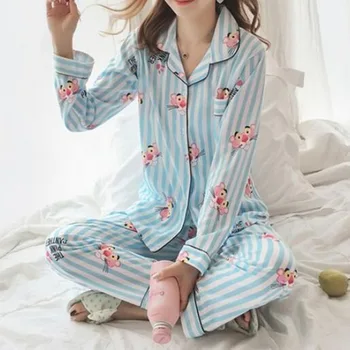 

2020 Sift New Long Sleeve Women Pajamas Set Fashion Lovely Print HomeWear Leisure Clothes Women Long Pant Pyjamas Sets Nightwear