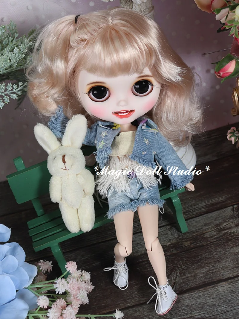 [MK003] Новинка Blythe макияж кукла светильник золотой короткий завиток волосы с Макияж Лицо Blyth платье кукла для розничной продажи