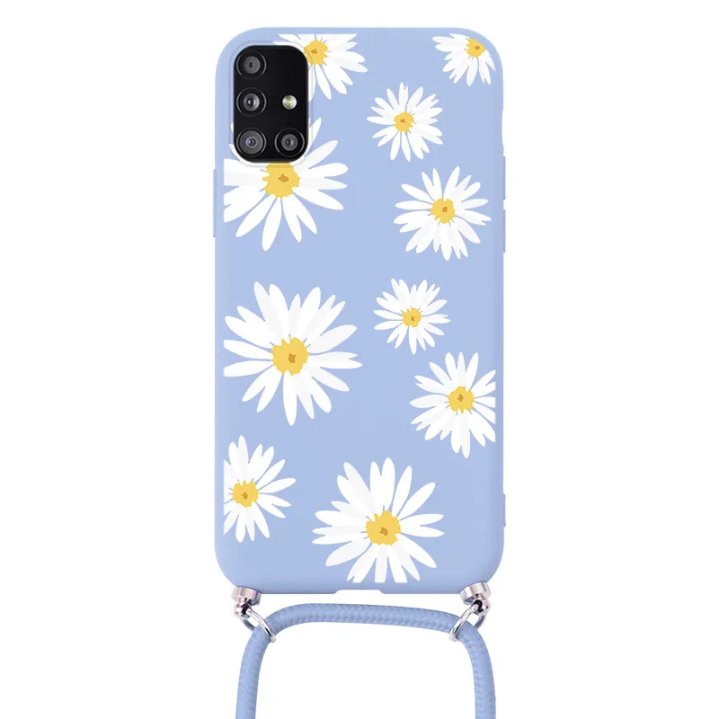 For Samsung Galaxy A51 A 51 Case 4G Flower Chain Necklace Strap Cord Lanyard Soft Silicone Fundas For Samsung Galaxy51 Bumper kawaii phone cases samsung Cases For Samsung