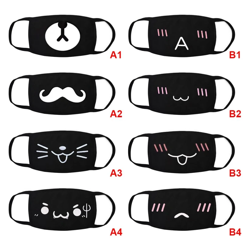 Cute Funny Party Masks Black And White Reusable Cotton Anti-dust Respiratory Protective Mouth Mask Cover For Men Women
