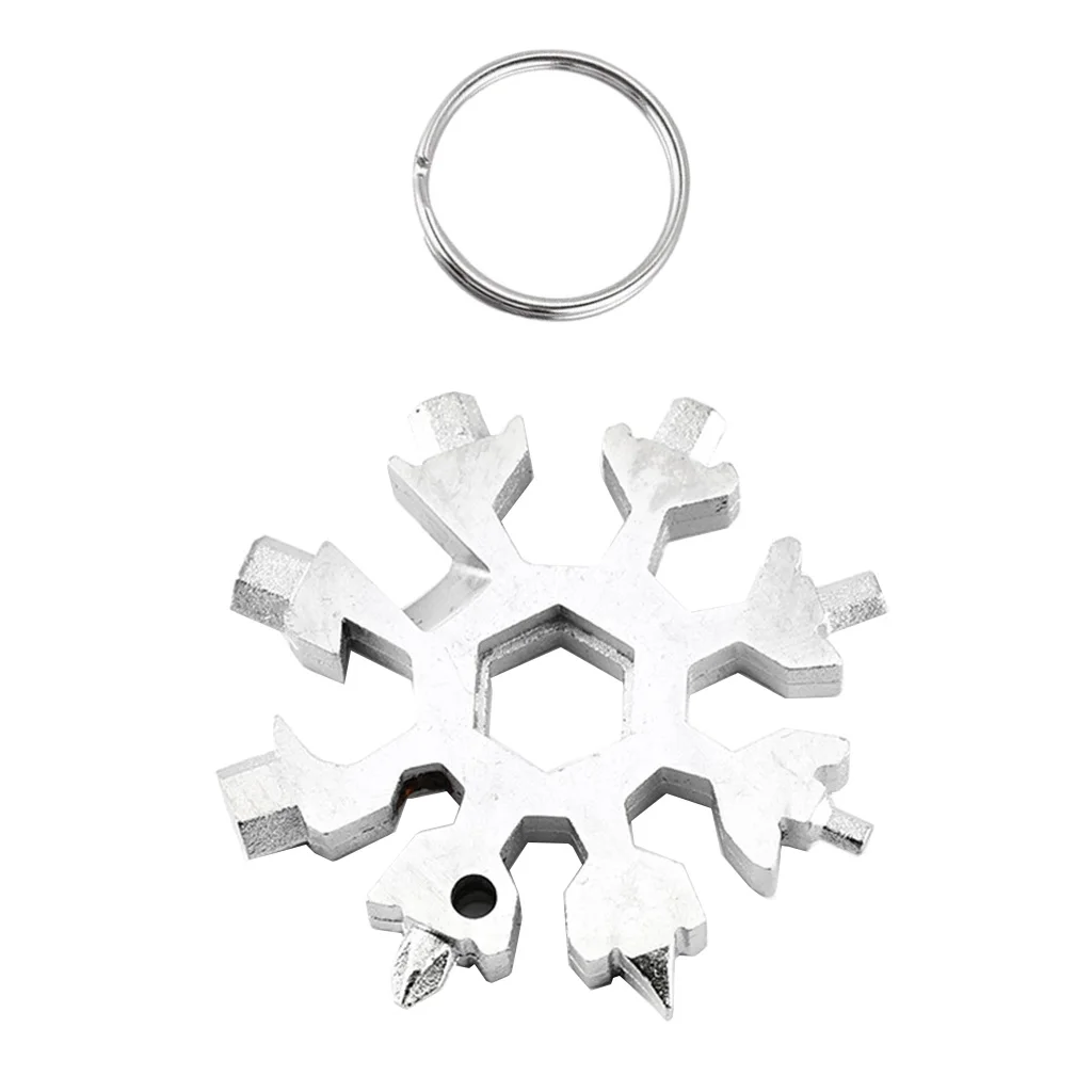 18 In 1 Stainless Steel Snowflake Multi tool Keychain Hand Outdoor Tools
