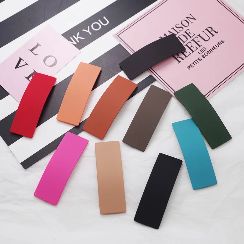 

7.5cm*1.9cm Korean Minimalist Square Matte Texture BB Clip for Girl Student Fashion Geometric Hairpins Hair Accessories