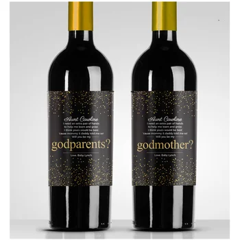 

Custom 4 pcs Godmother or Godfather Proposal Champagne Labels Will you be my Godparent Wine Labels Godparent proposal