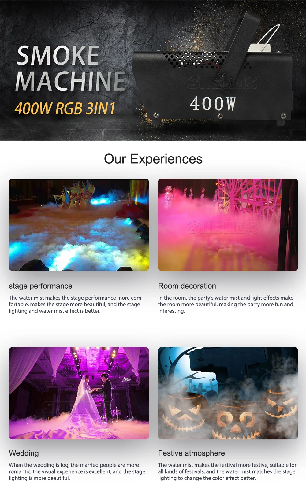 900 Вт дымовая машина RGB 3в1 DJ диско 24x9 Вт 1500 Вт беспроводной пульт дистанционного Fogger эжектор для рождественской вечеринки 400 Вт противотуманная машина DJ сценический эффект