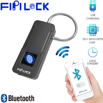 

Fipilock Bluetooth Smart Lock Keyless Fingerprint Lock IP65 Waterproof Anti-Theft Security Padlock Door Luggage Case Lock