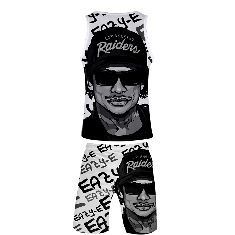 Гангста рэп Eazy E брендовая одежда модный спортивный костюм для мужская майка 2 шт. шорты наборы 3D Принт без рукавов Футболка сетчатый жилет
