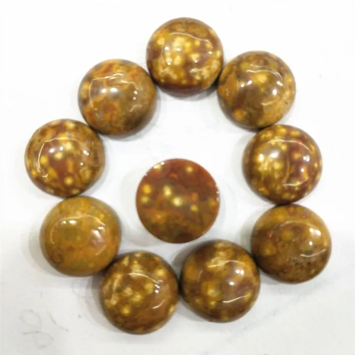 

10PCS Nature China Jasper Stone Cabochons Round Shape 12mm 14mm For Women Pendants Making Jewelry DIY Beads Accessories