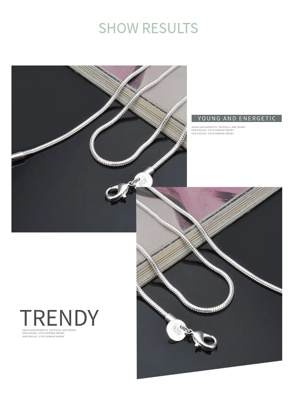 Aravant 925 Silber 2mm Schlangen kette Halskette für Männer Frauen Modeschmuck Geschenke – Detail 3