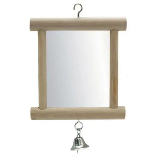 Wood Color Животное птица колокольчик зеркало подвесная клетка деревянная подставка окунь интерактивная игра игрушка - Цвет: Wood Color
