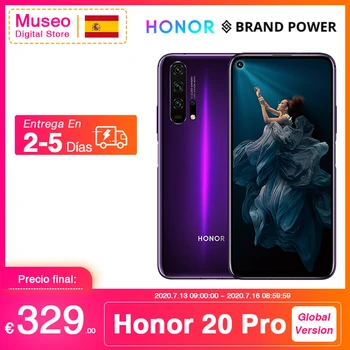 Перейти на Алиэкспресс и купить Глобальная версия Honor 20 Pro смартфон 8 Гб 256 ГБ Kirin 980 Восьмиядерный 48 МП четыре камеры 6,26 ''сотовый телефон 4000 мАч Google Play NFC
