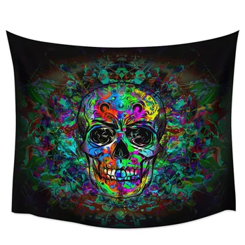 

Bedroom Wall Tapestry Colored Skull Art Tapestry Wall Hanging Picnic Yoga Mat Living Room Wall Decoration