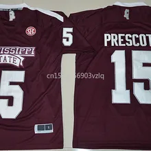 Новое поступление высокое качество штат Миссисипи дак Прескотт#15 футболка колледжа Джерси S-XXXL