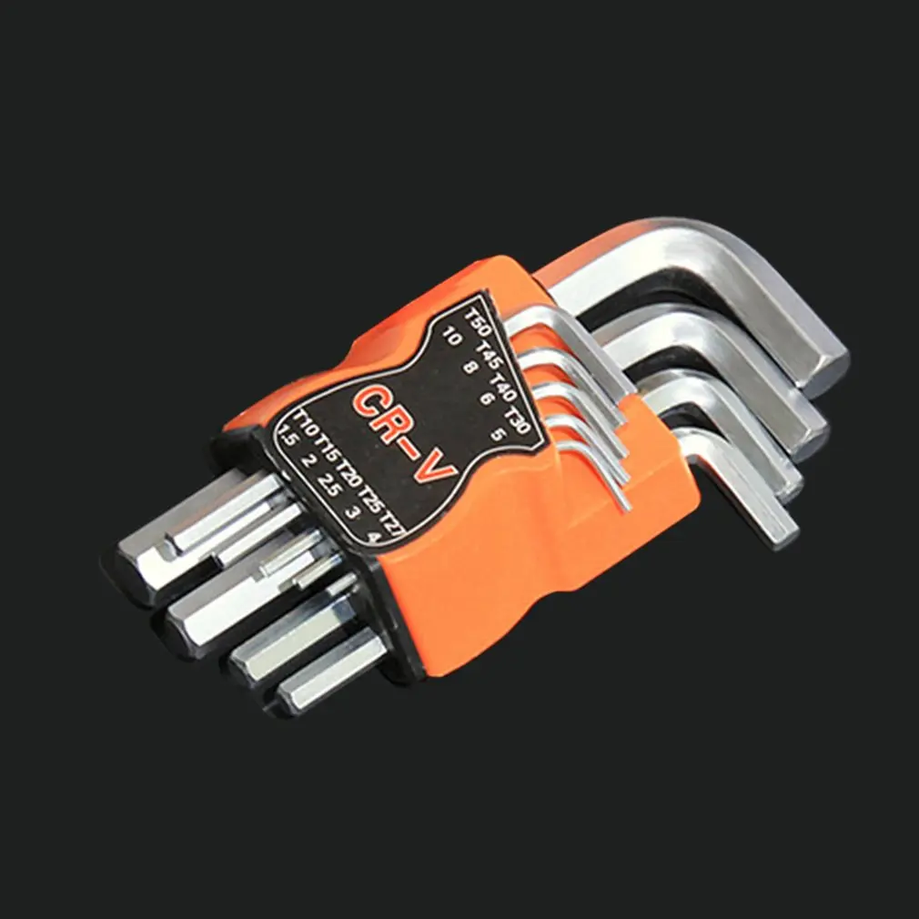 

9 Pcs Flat Head Hex Key Wrench Sets Torx L Shape Repair Tool Screwdriver Tool Set CR-V Steel Torque Spanner