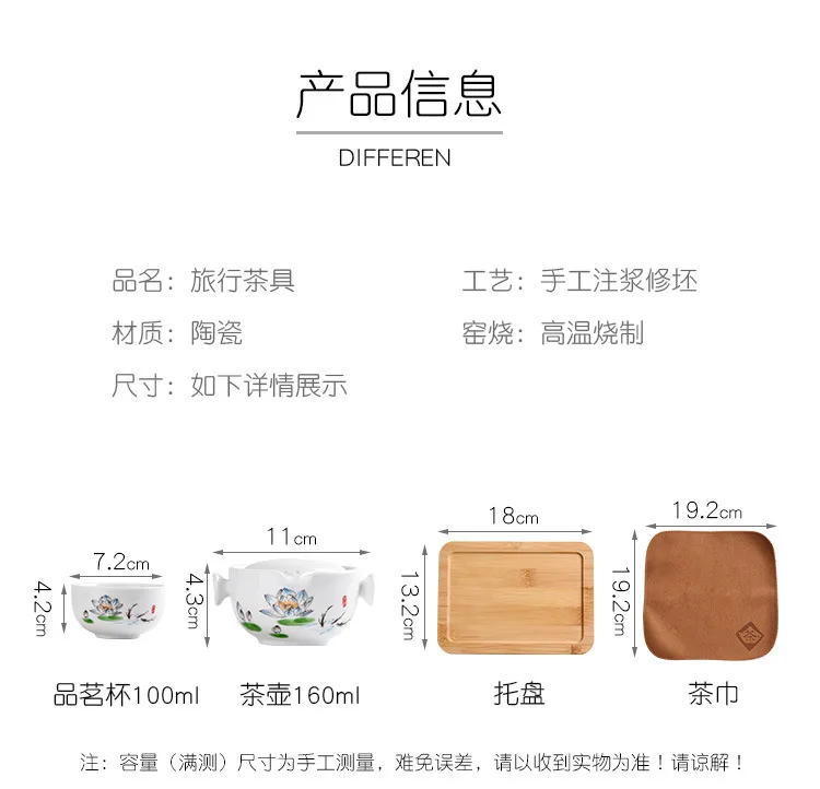 旅行茶具套装便携式包一壶二杯白瓷快客杯陶瓷茶具户外随身泡茶壶_A1_2