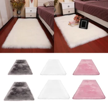 

Luxury Faux Fur Area Rugs Bedroom Bedside Carpet Mat Sofa Bench Non Slip