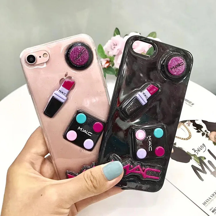 

for IPhone X XR XS 11 Pro Max 6 6S 7 8 Plus Phone Case Silicone Soft Tpu Glue Foundation Lipstick Personality Protective Trend