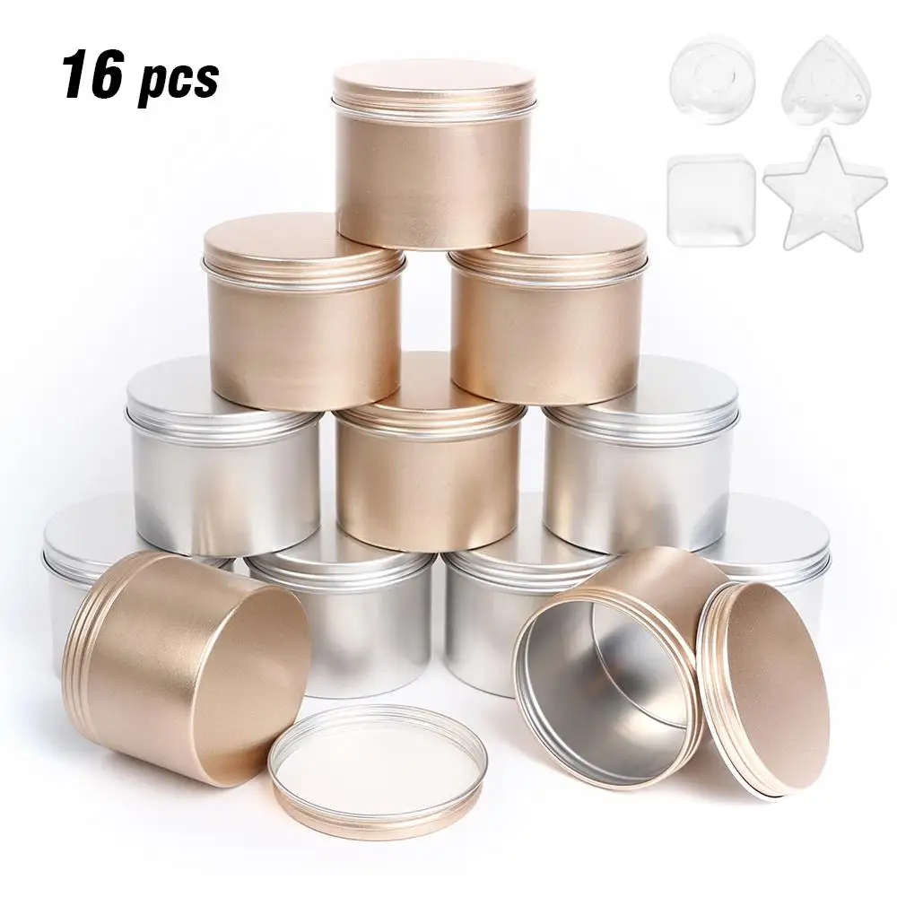 

Round Metal Aluminum Tin Containers Jars Cans Screw Top Cans Cosmetic Sample Containers Candle Travel Tins