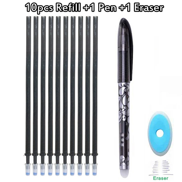 Erasable Pen Set Washable handle Blue Black Color Ink Writing Ballpoint Pens for School Office Stationery Supplies Exam Spare 12Pcs black-B
