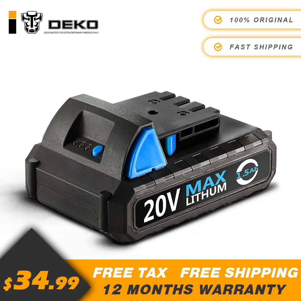 DEKO 20V литиевая 1500mAh Аккумуляторная дрель Инструмент Аккумулятор для GCD20DU2