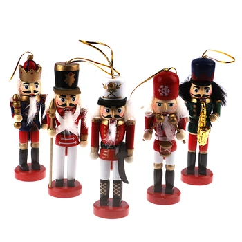 

5Pcs Wooden Nutcracker Doll Soldier Miniature Figurines Vintage Handcraft Puppet New Year Christmas Ornaments Home Decor