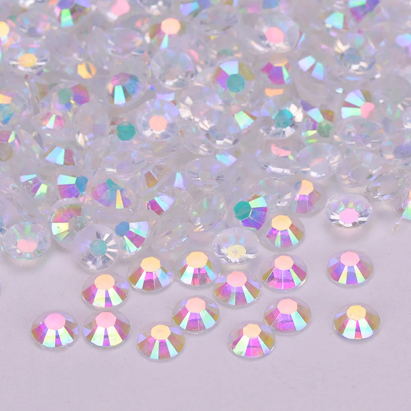 JUNAO 2 3 4 5 6 мм светлый топаз Стразы из смолы с плоской основой круглый страз кристалл 3D дизайн ногтей украшение камнями для скрапбукинга ремесла - Цвет: Transparent AB