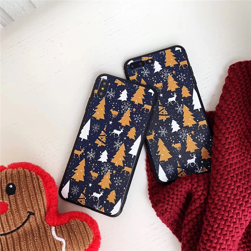 Красный чехол для телефона с рождественской елкой для Iphone 11 Pro Max X Xr Xs Max 6s 7 8 Plus Ретро Цветочный Мягкий силиконовый чехол ТПУ задняя крышка