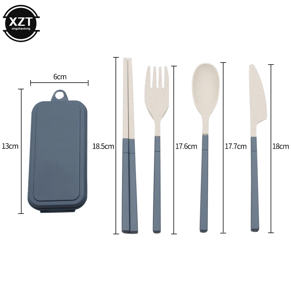 Foldable Wheat Straw Spoon Fork Knife Chopsticks Cutlery Set With Box Removable For Outdoor Travel Picnic