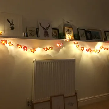 

LED Maple Leaves Warm White Fairy String Lights Decoration For Autumn Christmas Thanksgiving Halloween Party