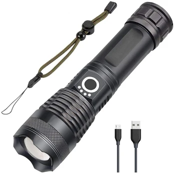 

2000 Lumens XHP50 LED Flashlight 30W Most Powerful Torch Waterproof 5 Modes Zoomable 18650 Battery USB Rechargeable Flashlights