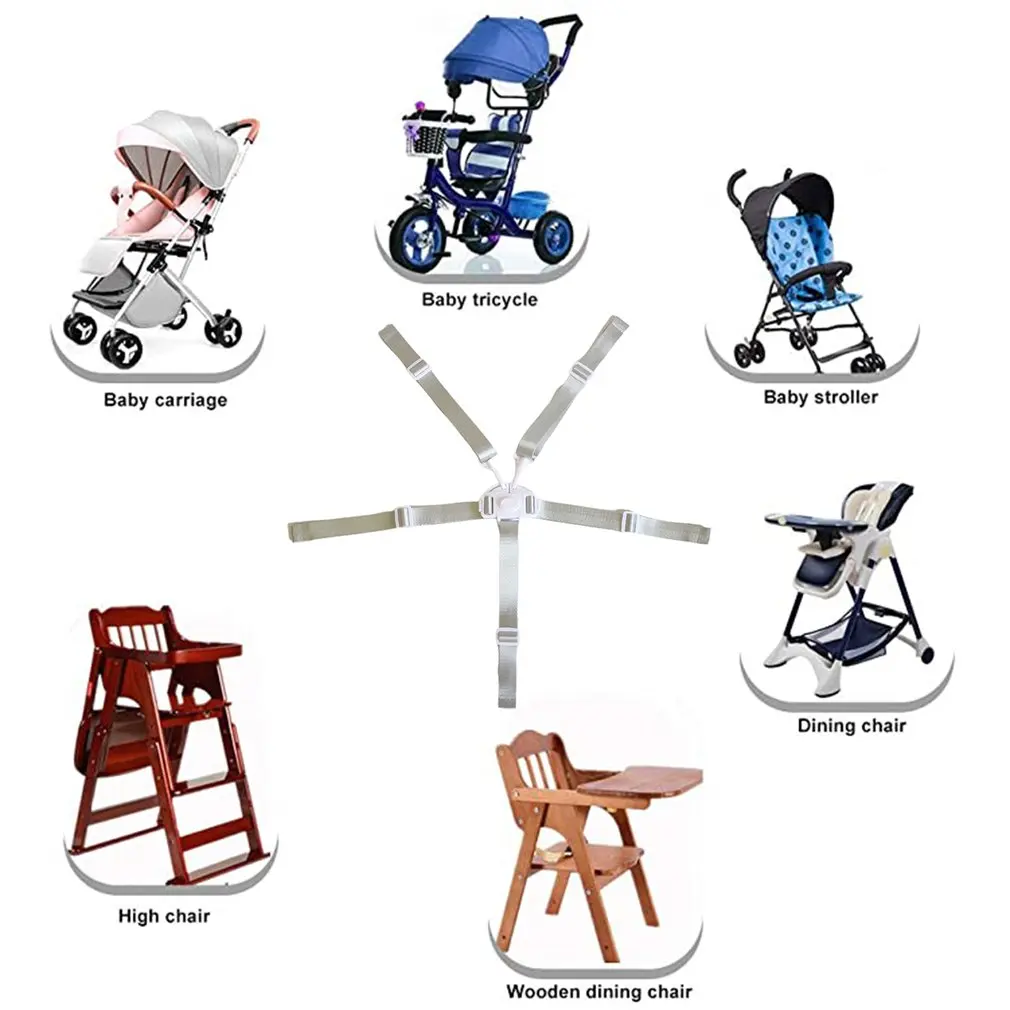 Высокий ремень для стула регулируемый ремень для детского стула с пряжкой ремень безопасности 5 точек для детской коляски и коляски ремень безопасности для детской коляски 5 точек крепления ремень безопасности для младенцев