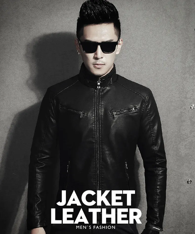 Осень, стиль, молодежное мужское кожаное пальто, стоячий воротник, Мужской Стенд для одежды, воротник, повседневная плюс бархатная кожаная куртка, пальто для мужчин