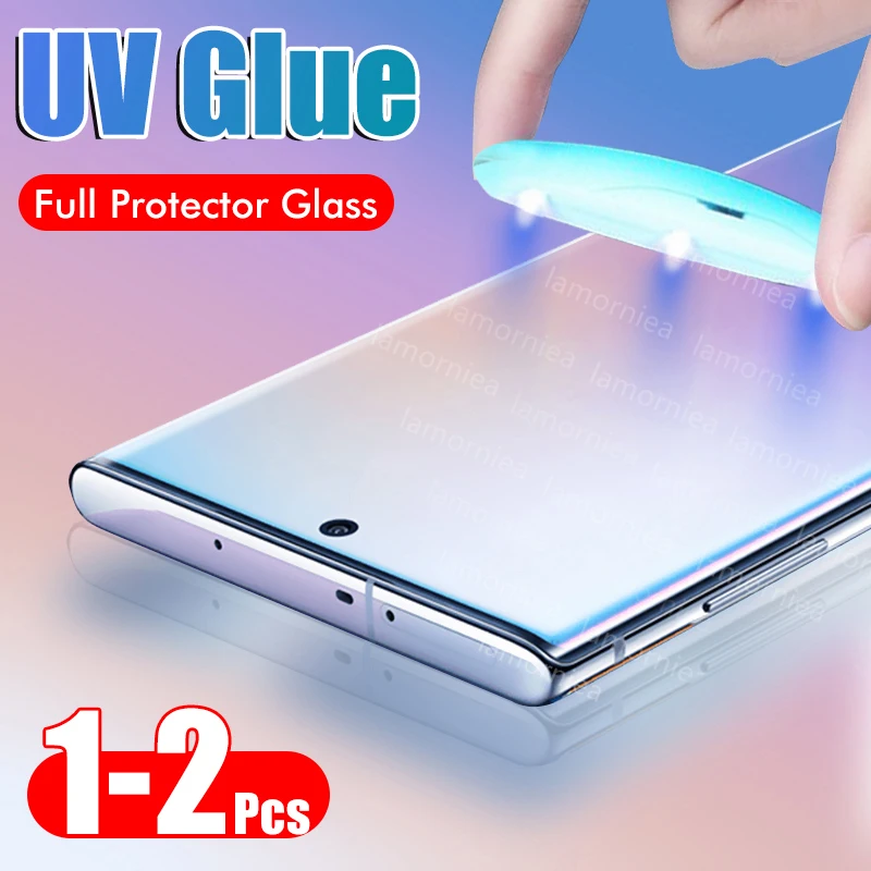 

2PCS UV Tempered Glass For Samsung Galaxy S8 S9 S10 Plus Note 8 9 10 Plus Liquid Screen Protector Film For Samsung S8 S9 S10 5G