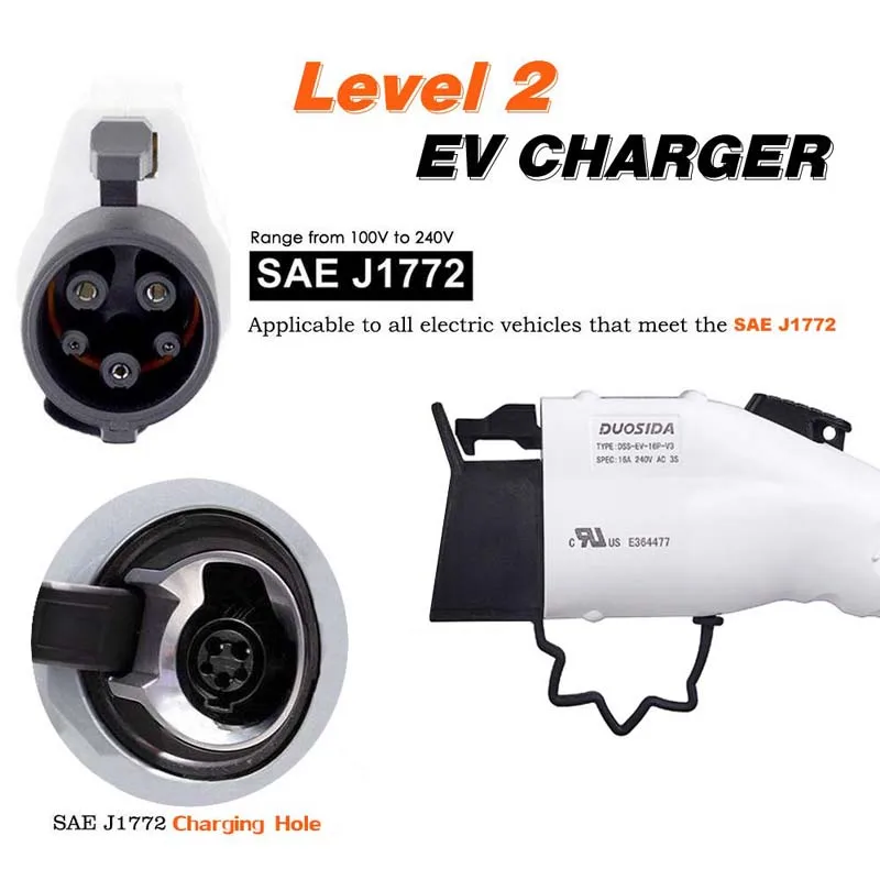 Портативное зарядное устройство Штепсель EV зарядный разъем EVSE кабель для электромобиля J1772 ce