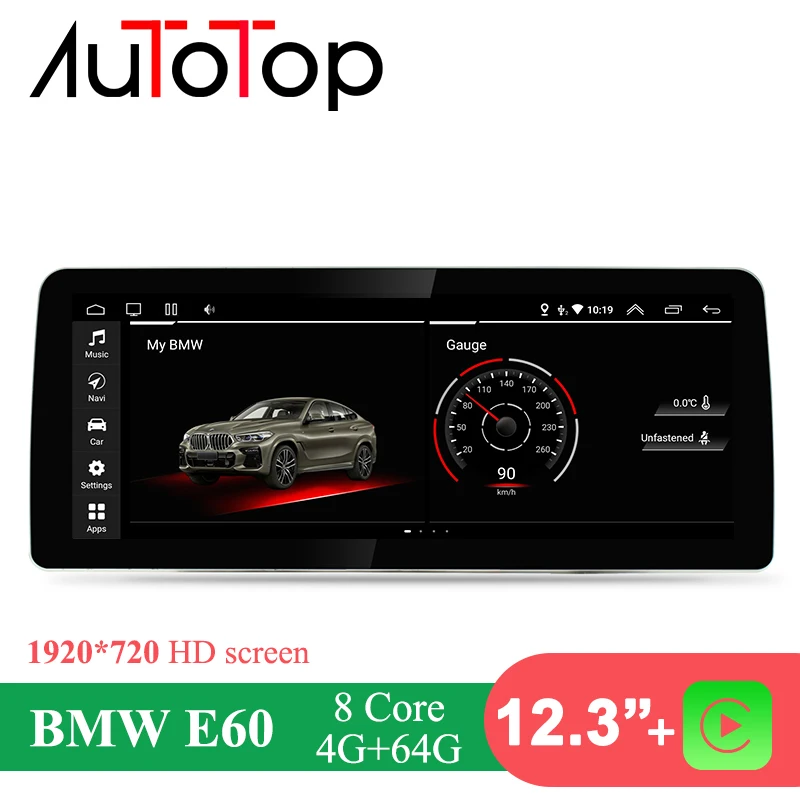 AUTOTOP 12 3 &quotBMW E60 Android 10 Автомобильный мультимедийный плеер GPS-навигация для BMW