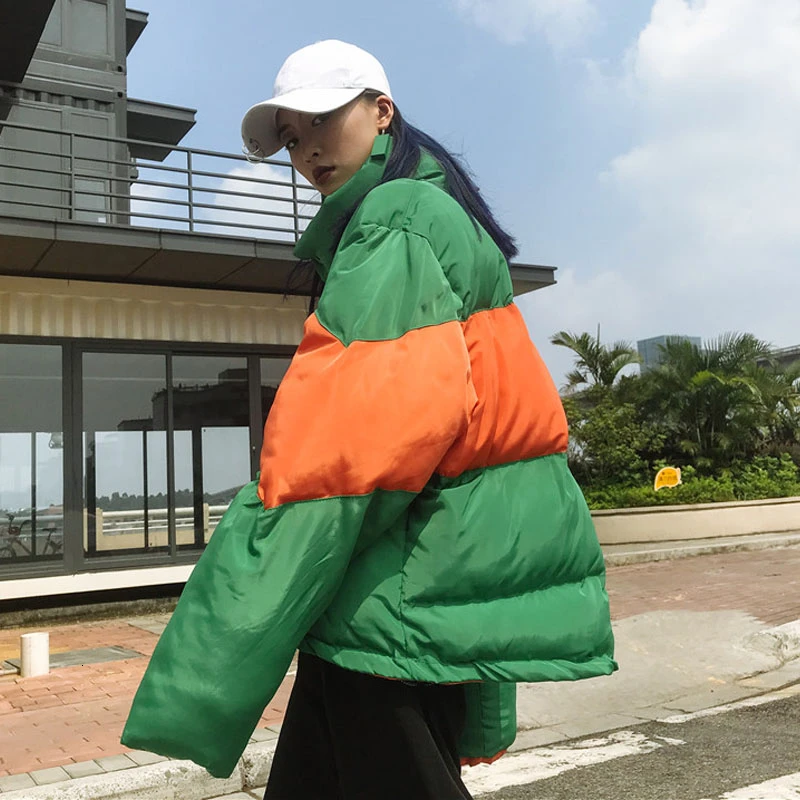 Bright color short Winter cotton Jacket Women Parka Long Sleeve Warm Coat Female Winter Abrigos Mujer Invierno Outwear M155