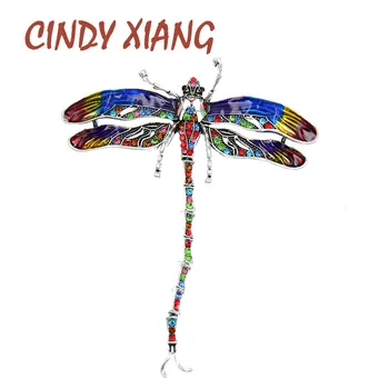 

CINDY XIANG Colorful Enamel Dragonfly Brooches For Women Coat Pin 2 Colors Available Insect Jewelry Rhinestone Accessories