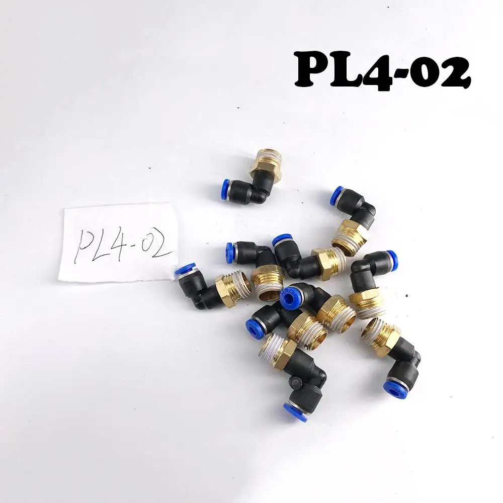 

Free Shipping 20Pcs/lot 4mm PL4-02 To 1/4 Pneumatic quick connection quick fit plastic threaded elbow.