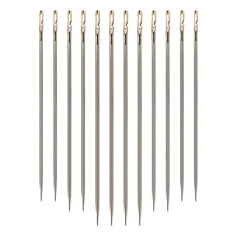 12Pcs Needles VKTECH 12 шт./компл. иглы для слепых боковое отверстие для проделывания отверстий вышивка ручной швейной инструмент DIY Рукоделие швейные иглы для пожилых слепых - Цвет: 12Pcs Needles