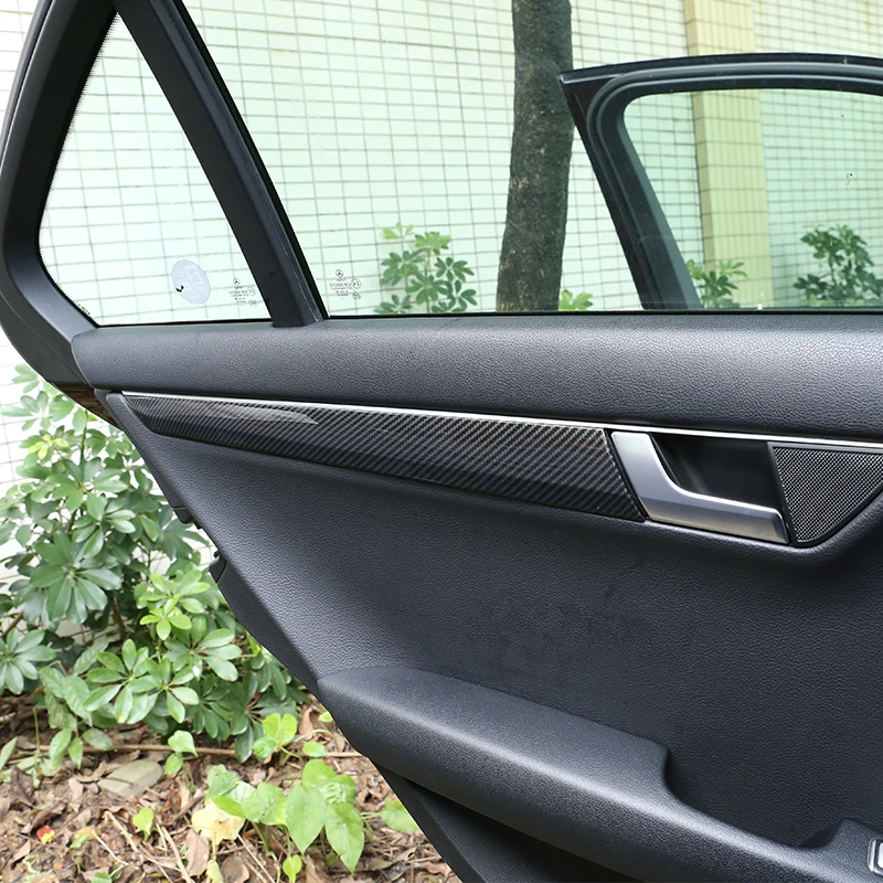 Углеродное волокно серебро ABS для Mercedes Benz C Class W204 2008-13 автомобильный аксессуар внутренняя отделка дверей панель Крышка отделка наклейки